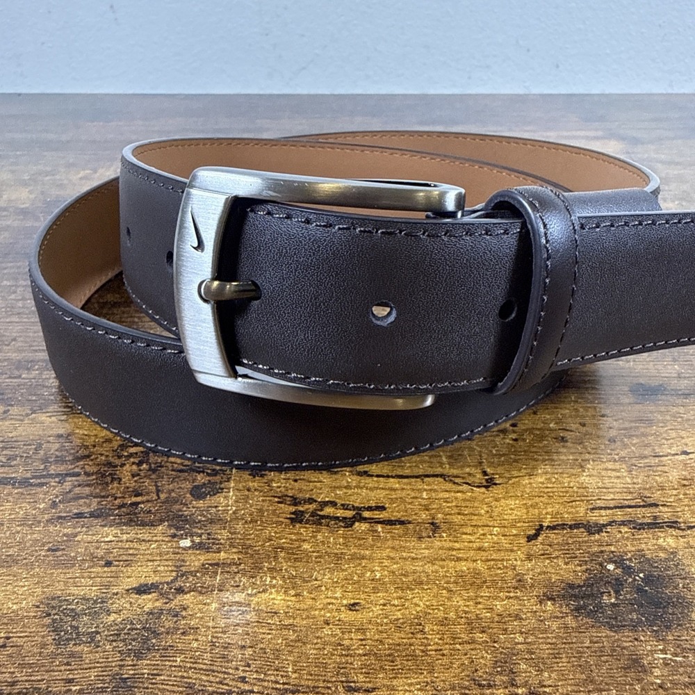 Nike Mens Brown Leather G-Flex Belt Size 40 Adjustable 1.25" S5049200